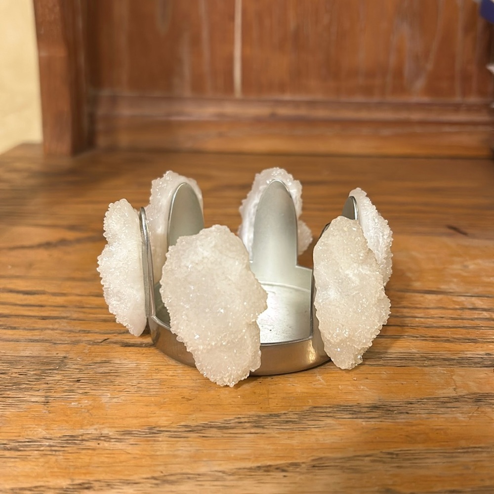 Kim Seybert White Quartz Stone Candle Holder